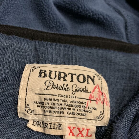 Burton Durable Goods Snowboards Full Zip Up DryRide Hoodie Men's XXL Navy Blue - Picture 2 of 8